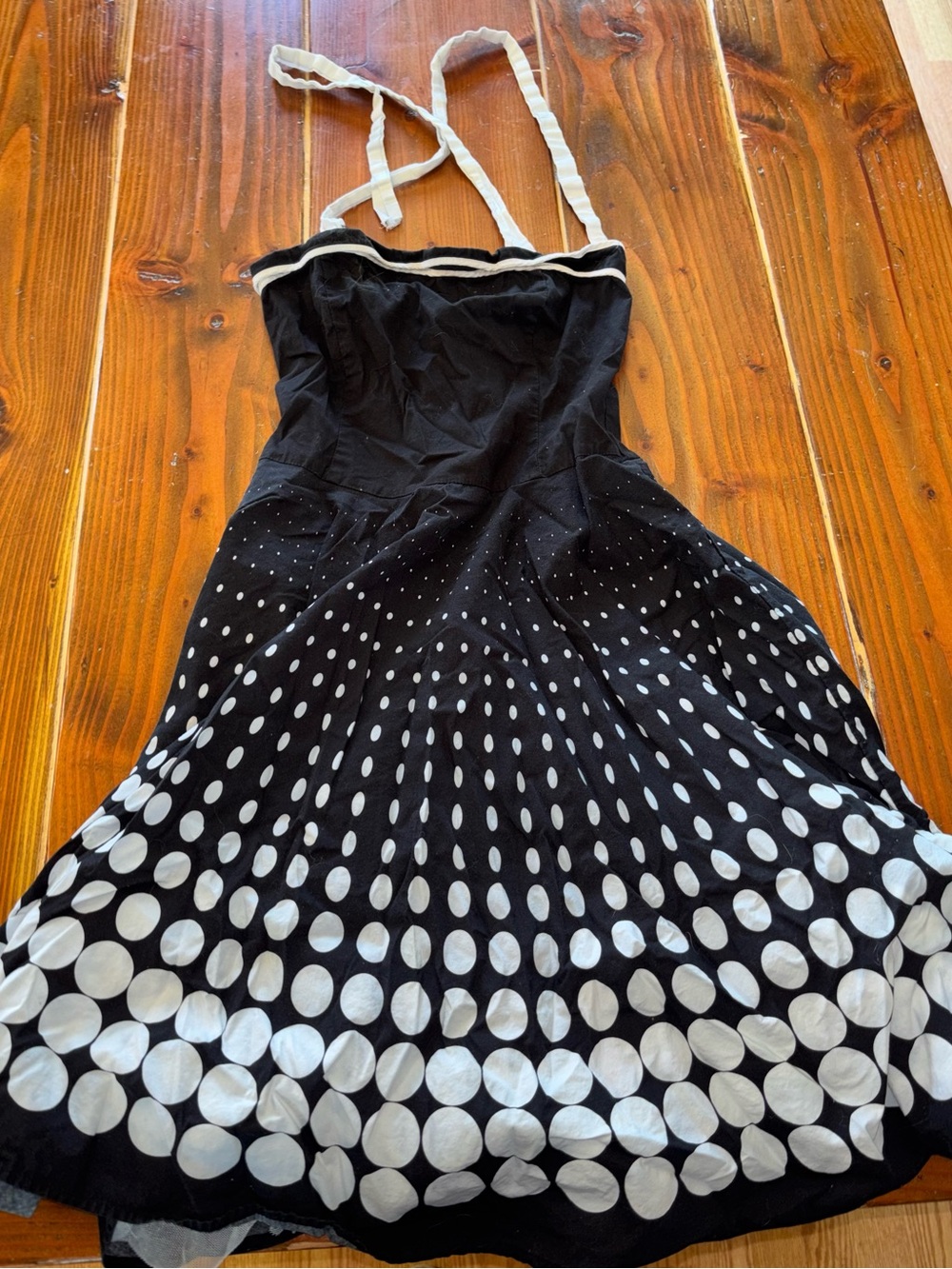 Pin Up Ruby Rox Black Strapless Dress with White Polka Dot Skirt
